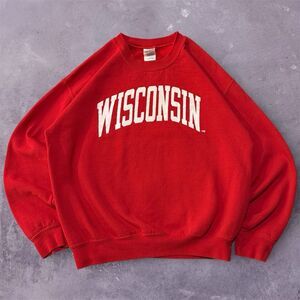 Vintage Wisconsin Badgers Crewneck Sweatshirt Mens Medium Spell Out Heavy Red